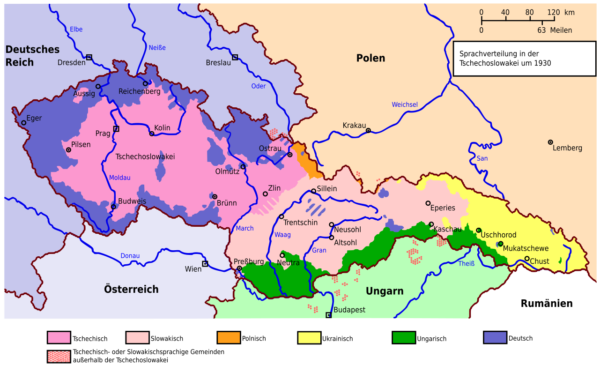 Csehszlovákia nyelvi térképe, 1930