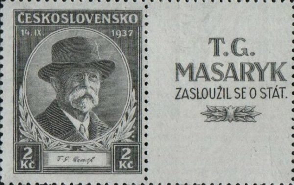 A Csehszlovák Köztársaság bélyege. (1937) Rajta Tomáš Garrigue Masaryk